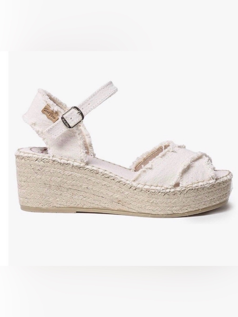 Toni Pond Irina Frayed Canvas Espadrille Wedge Sandal - Ecru